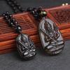 Colgante de Buda con cadena de cristal de té y ocho dioses guardianes de obsidiana de hielo al por mayor de fábrica