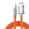 Cable de carga Tipo-C, carga súper rápida para Apple y Android, con luz, interfaz de aleación de aluminio, cable de datos para teléfono móvil, asa de cuero