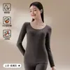 Ropa Cálida de Otoño para Mujer, Camiseta Base Delgada de Corte Entallado, Ropa Interior Hidratante con Ácido Hialurónico, Ropa Interior Invisible sin Costuras, Top con Cuello en U