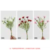 Ramo de Flores Artificiales Clavel Rojo de 3 Ramas y Múltiples Cabezas para Regalo del Día del Maestro y del Día de la Madre, Decoración de Muebles, Flor Artificial