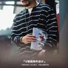 Sudadera de Rayas Falsa de Dos Piezas Estilo Retro Americano para Hombre, Nueva Colección Otoño 2025 Holgada Cuello Redondo, Camiseta Básica Primavera y Otoño, Moderna