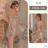 Kamai Xue Lencería Sexy Puro Deseo Ropa de Casa de Lujo Ligero con Cadena de Pedrería Camisola de Espalda Abierta de Gama Alta Camisón de Seda Artificial 2015