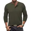 Camiseta masculina de manga longa lisa, gola Henley redonda, camiseta masculina de comércio exterior, mais vendida na Amazon, estilo europeu e americano, 2026