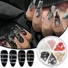 Juego de 6 cajas de joyería de metal con cadena fina para decoración de uñas, estilo punk, tridimensional, con diseño de uñas transfronterizas