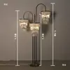 Accesorios de Boda Estilo Europeo Candelabro de Hierro Forjado y Cristal Soporte para Pasillo Salón de Bodas Tiras de Cristal de Hielo para Piso Lámpara de Concha Decoración de Hotel