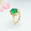 Anillo de Ágata Natural Guan Yu Anillo de Calcedonia Verde Imperial Beneficios de Transmisión en Vivo de Cristal Venta al por Mayor Dropshipping S4012603