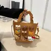 Bolso Nuevo de Otoño e Invierno con Estampado de Leopardo Pequeño, Bolso Popular Versátil de Hombro Cruzado, Lindo Bolso Cubo Portátil de Gato de Dibujos Animados