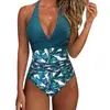 Nuevo traje de baño de una pieza bikini de comercio exterior transfronterizo europeo y americano para mujer, sin espalda, sexy, con tiras cruzadas, bloques de color, trajes de baño para mujer de Amazon