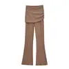 Calça Flare Plissada de Cintura Alta Tendência para Mulheres Moda Versátil Calça Reta Esportiva Slim Fit Justa no Quadril Calça Longa Casual