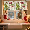 Cortina de Monstruo Peludo Verde Navideño Decoración Festiva Barra Romana sin Taladro Cortina Corta Cortina de Ventana con Estampado Digital