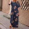 2025 Roupas Femininas Novas Transfronteiriças Amazon Temu Estampado Elegante Floral Manga Curta Casual Calça de Nove Pontos Conjunto