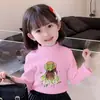 Camiseta Básica de Veludo Quente para Meninas, Roupa Outono e Inverno Gola Alta Meia para Crianças, Camiseta de Manga Longa para Crianças Tamanho Pequeno e Médio, Top Estilo Coreano para Bebê