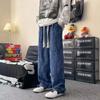 Calças Casuais High Street Corduroy Estilo Americano Calças Masculinas e Femininas All-match Loose Wide-leg Hong Kong Estilo Moda Primavera e Outono Calças de moletom pendentes