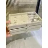 Caja de almacenamiento de joyería de terciopelo de tres capas transfronteriza, organizador de aretes y pendientes, caja de joyería de estilo cajón a prueba de polvo
