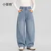 Fábrica de Ropa Infantil Xiaofit Pantalones de Mezclilla Nuevos de Otoño 2026 para Niñas, Pantalones Largos de Moda para Niños Mayores, Pantalones de Pierna Ancha para Niños