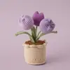 2026 Venda Quente Planta em Vaso de Tulipa de Tricô à Mão com 3 Cabeças Dia das Mães Dia dos Professores Presente Eterno