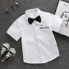 Camisa de Niño Verano Infantil Manga Corta Blanca Uniforme Estudiantil Disfraz Niños Grandes Ropa de Verano Camisa de Poliéster Algodón para Niño