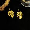 Pendientes de hoja distintivos de oro auténtico bañados en cobre, elegantes y modernos, pendientes vintage de celebridades de Internet, pendientes de moda para mujer T99