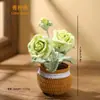 Planta en maceta de rosa tejida a crochet producto terminado, flor artificial de hilo hecha a mano, decoración de escritorio para el hogar, manualidad decorativa tejida creativa