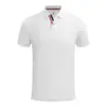 Camisa Polo Color Block com Gola Alta 200g, Camiseta Masculina Ice Silk com Toque Fresco, Manga Curta, Roupa de Trabalho Casual de Negócios, Feita Sob Medida