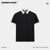 Camisa Polo de Color Block con Cremallera y Cuello Semiabierto para Hombre Estilo "Old Money" con Corte 3D y Mangas Cortas de Zoewatson