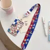 Porta-cartão de estudante com desenho do Shin-chan em giz de cera graffiti com cordão longo, porta-cartão anti-perda para cartão Yangchengtong e cartão Octopus