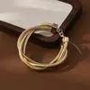 Pulseira Colar de Mola de Enrolamento de Três Fios Transfronteiriça Europeia e Americana Pulseira Colar de Metal Punk Hip-hop de Alto Padrão Leve
