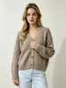 Venta al por mayor transfronteriza desde la fábrica de origen: Suéter de punto con forma de diamante calado de ganchillo con cuello en V para otoño e invierno para mujer, cárdigan suelto y suave
