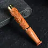 Tallado en madera dragón portacigarrillos sándalo rojo lobular africano sándalo rojo portacigarrillos grosor portacigarrillos de doble filtro circulante venta al por mayor