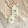 Calcetines de Lana Australiana de Invierno para Mujer, Calcetines Engrosados para Calidez en Casa, Calcetines de Dormir con Dibujo de Gato Kt, Calcetines Dulces y Lindos de Polar de Media Caña