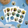 Hk094-T Pegatinas Redondas Decorativas de Gato Negro, Pegatinas Selladoras Autoadhesivas para Sobres de Tarjetas de Felicitación, Pegatinas Decorativas de Noche Estrellada