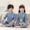 Ropa interior térmica para niños, Tops y pantalones térmicos de cachemir y seda para niñas, Conjuntos de pijama para niños mayores y adolescentes