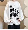 Suéter de invierno para hombre, simple, moda nacional, forro polar, engrosado, letras impresas, artístico, pullover, juvenil perezoso, holgado, cuello redondo
