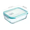 Contenedor de Almacenamiento de Alimentos de Vidrio de Borosilicato Alto Tapa de Madera de Bambú Lonchera Calentamiento en Microondas Caja Bento Sellada Bol para Almacenamiento de Frutas y Snacks