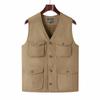 Coletes Masculinos de Outono e Inverno para Pais de Meia-Idade e Idosos, Coletes de Algodão Puro, Jaquetas Calças Casuais com Múltiplos Bolsos com Aba, Coletes de Pesca e Coletes