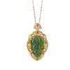 Colgante Ruyi Hoja de Ciervo Plateado Plata de Ley S925 Chapado en Oro Jaspe Hetian Retro Hoja de Bambú Colgante Hoja de Urraca