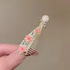 Estilo Nacional Esmalte Flor de Loto Pasador de Pelo para Mujer Moda Nacional Flor de Perla Pinza para Flequillo Pinza Lateral Borla Antigua Accesorios para el Cabello Pinza de Pato