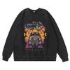 360g Sudadera Retro Lavada Pesada Street Hip Hop Animación Pirata Americano Luffy Solon Algodón Otoño Sudadera
