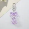 Colgante Llavero de Oso de Cristal Transparente para Coche Accesorios de Muñeco Estéreo de Dibujos Animados Creativos Decoración de Bolsa para Auriculares