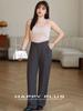 Pantalones de Traje Anchos de Pierna Ancha con Cintura Alta, Drapeados, de Reloj de Arena, Tallas Grandes Runqi 8872 Pantalones Largos de Traje para Primavera y Otoño