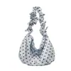 Producto Nuevo de Primavera Transfronterizo: Bolso de Moda para Mujer Estilo Dulce, de Gran Capacidad, para el Trabajo, con Lunares de Satén Brillante y Plisado de Nube