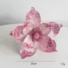 Flor de Natal Artificial de 20cm Flor de Magnólia Pó Pegajoso Lantejoula Flor Decorativa Decorações de Natal Acessórios para Guirlanda de Árvore de Natal