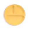 Prato de Jantar de Silicone Infantil com Quatro Ventosas Reforçadas, Tigela de Silicone Infantil Dividida, Tigela para Complemento Alimentar de Bebê com Tampa