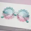Óculos de Sol Infantis Estilo Novo Margaridinha, Armação Redonda Lentes Pétala, Fofos Óculos Anti-UV para Fotos de Bebê