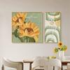 Pintura decorativa de girassol para restaurante Estilo nórdico creme Pintura de parede para sala de jantar Flor pintura pendurada cozinha aconchegante parede de fundo para mesa de jantar