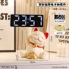 Gato de la Suerte Sentado Reloj Digital Muebles para el Hogar Dormitorio Mesita de Noche Despertador Reloj Reloj de Gama Alta Adornos Decorativos