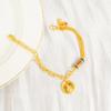 Nuevo Pulsera Estilo Chino Vietnamita Oro Arena Amarillo Dios de la Riqueza Cadena de Doble Capa Estilo Nacional Retro Color Duradero Joyería de Mano Sin Color Accesorios Yiwu