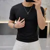Nova Camiseta Masculina de Verão 2026 com Gola Redonda e Manga Curta, Cor Sólida Versátil de Gola Baixa, Entrega Direta do Fabricante