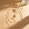 1 cadena corporal elegante para mujer, cadena de cintura de cadena de flor hueca de estilo vacacional, a la moda y exagerada, accesorio todo en uno