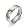 Modelo Novo Mais Vendido Transfronteiriço Anéis de Casal em Aço Inoxidável Cravejados com Diamantes Transfronteiriços 6mm Cor de Aço Rose Gold Esférico
